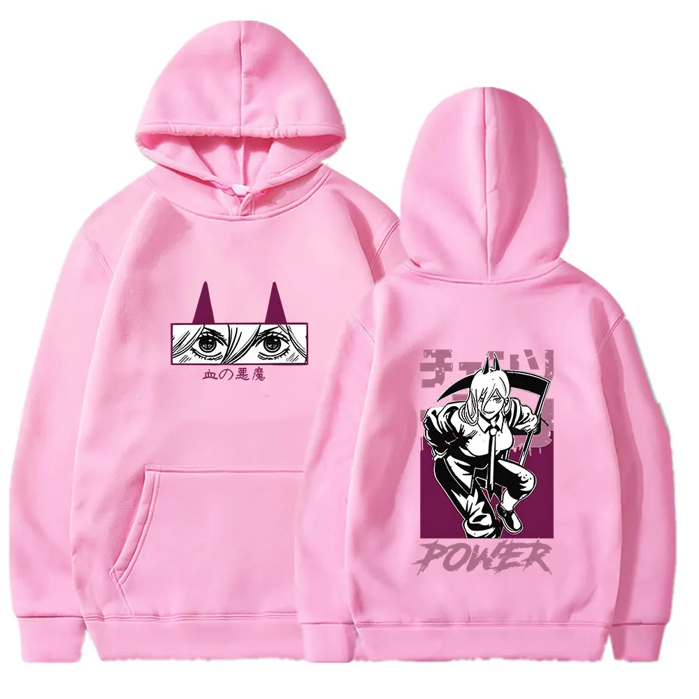 Anime Chainsaw Man Power Printed Hoodies Men Women Long Sleeve Harajuku Goth Clothing Aesthetic Streetwear Sweater Oversized