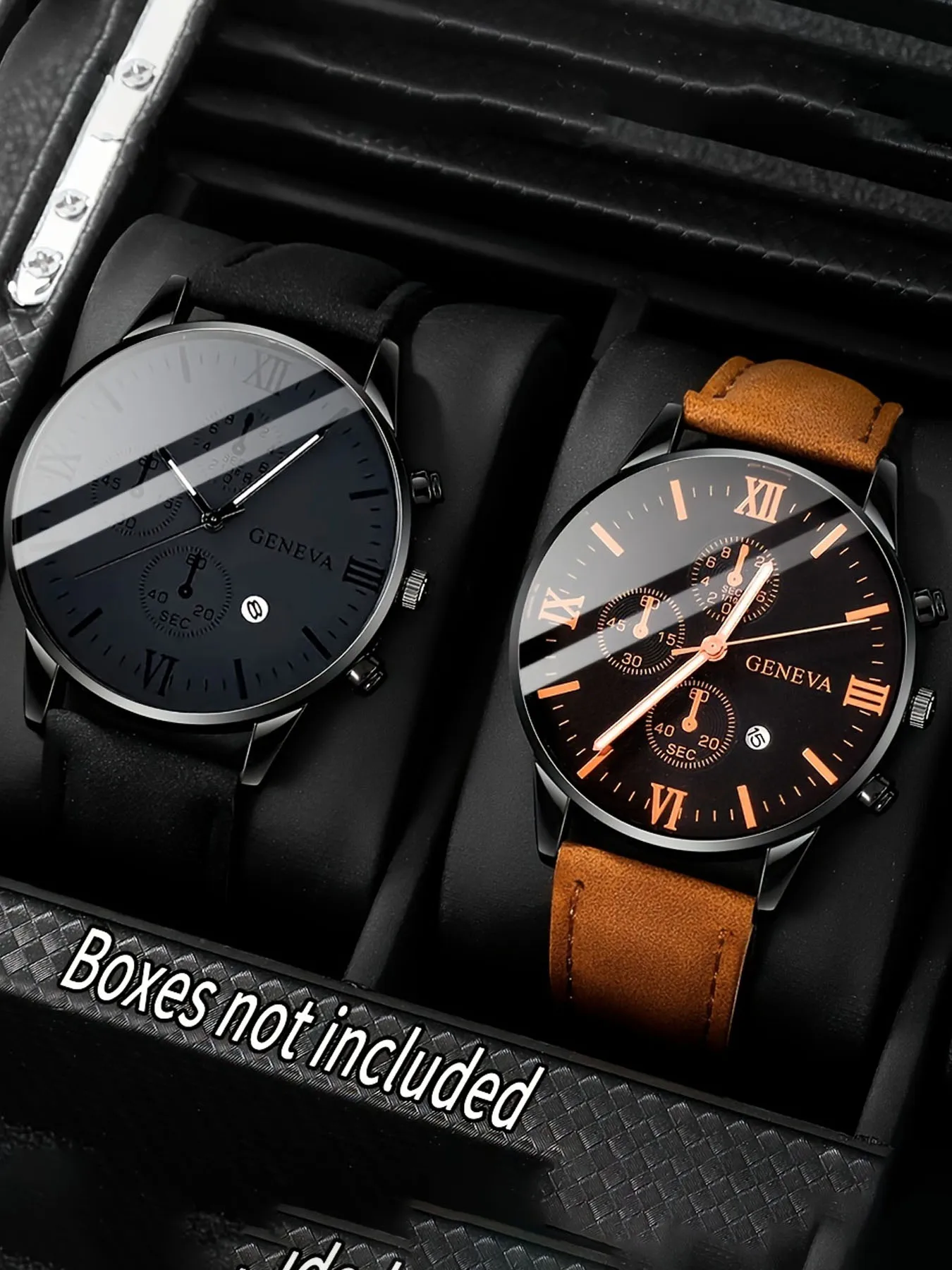 

2-piece personalized dial quartz fashionable casual temperament business steel strip men's watch versatile watch