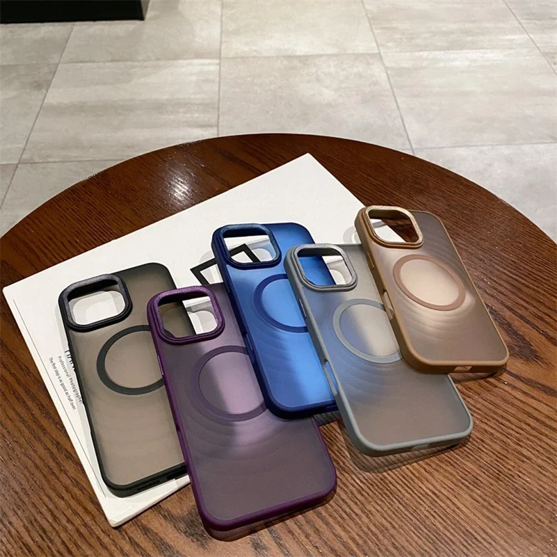 حافظة حماية كاميرا حلزونية فاخرة لهاتف آيفون 15 16 برو ماكس 16 بلس حافظة Magsafe لهاتف آيفون 14 12 11 13 برو ماكس غطاء غير لامع