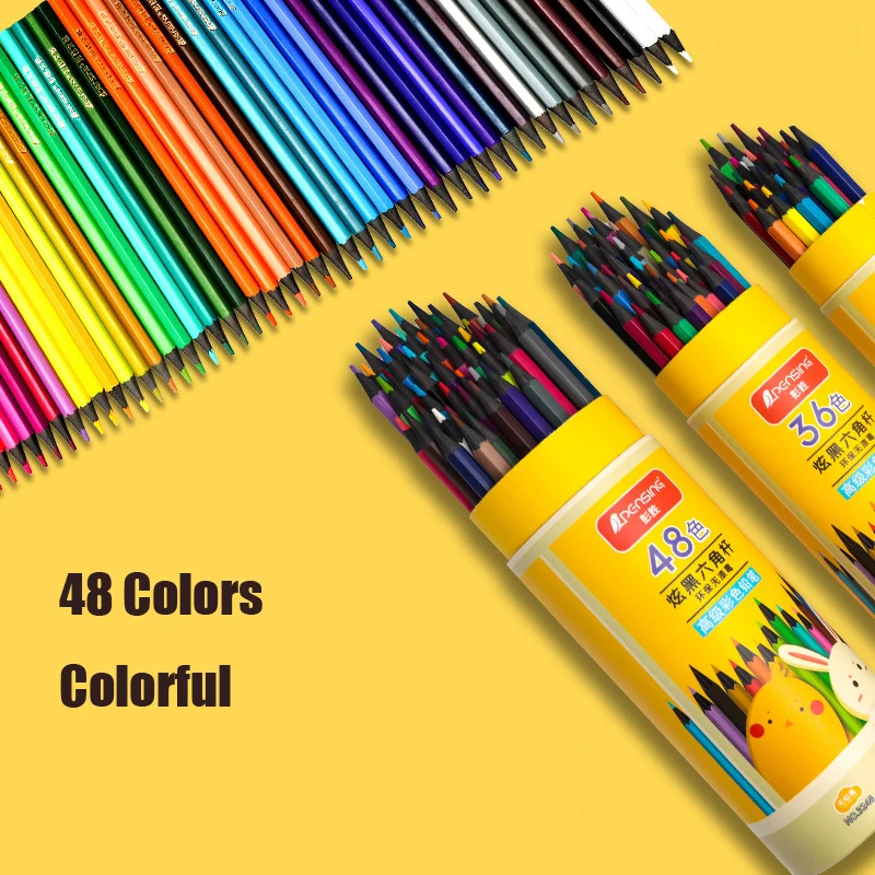 48 Colored Pencil Art Professional Water-soluble 24/36/48 Oil Pencils Soft Core Painting Colours Stationery Drawing Supplies