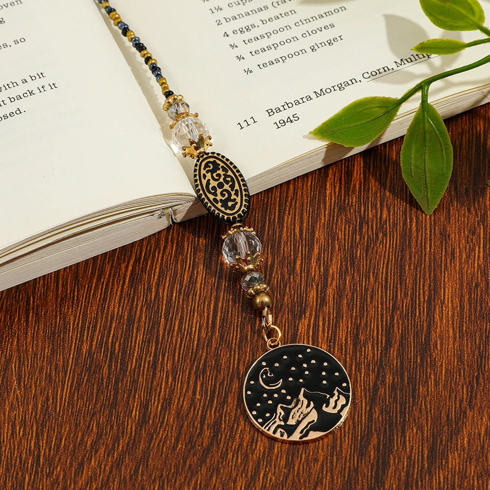 Crystal Bead Bookmark: Black Cat, Acotar, Moon Star, Moon Dragon Sword Reader's Book Accessories Birthday Gift for a Friend