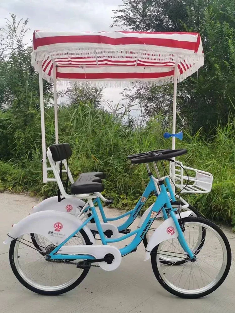 Hot SalesDouble Bicycle Couple Riding Parent-Child Travel Sightseeing Four-Wheel Scenic Spot Greenway Rental