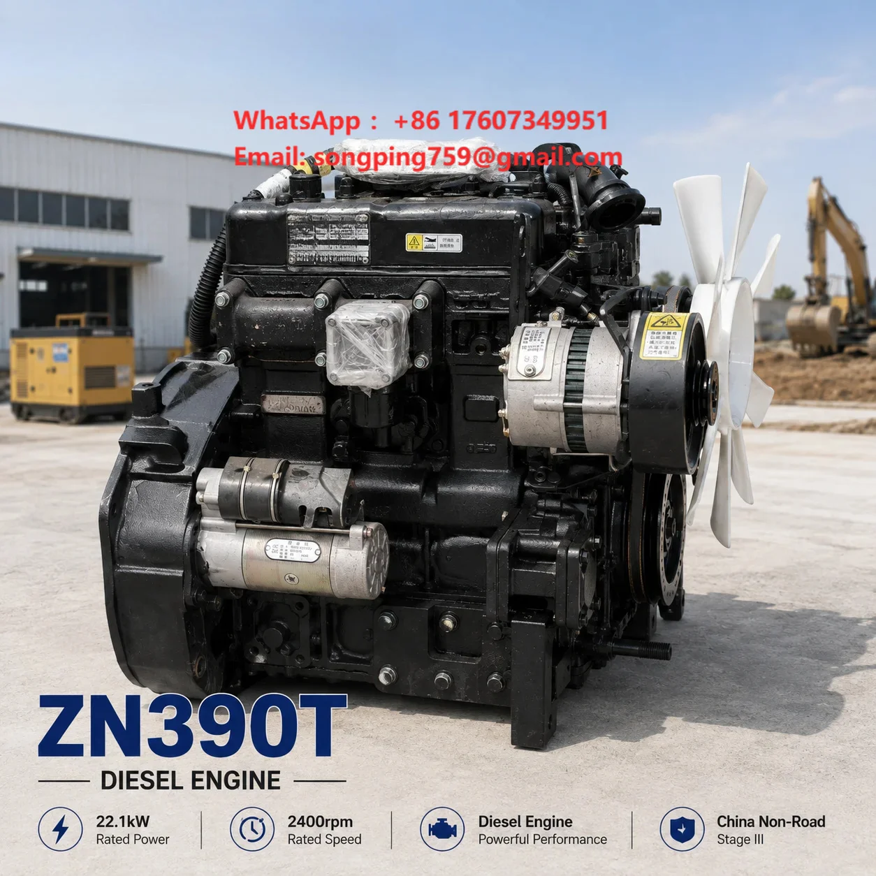 SCDC Changchai ZN390T 22.1kW 2400rpm Water Cooled Electric Start Diesel Engine for Agricultural Construction Machinery