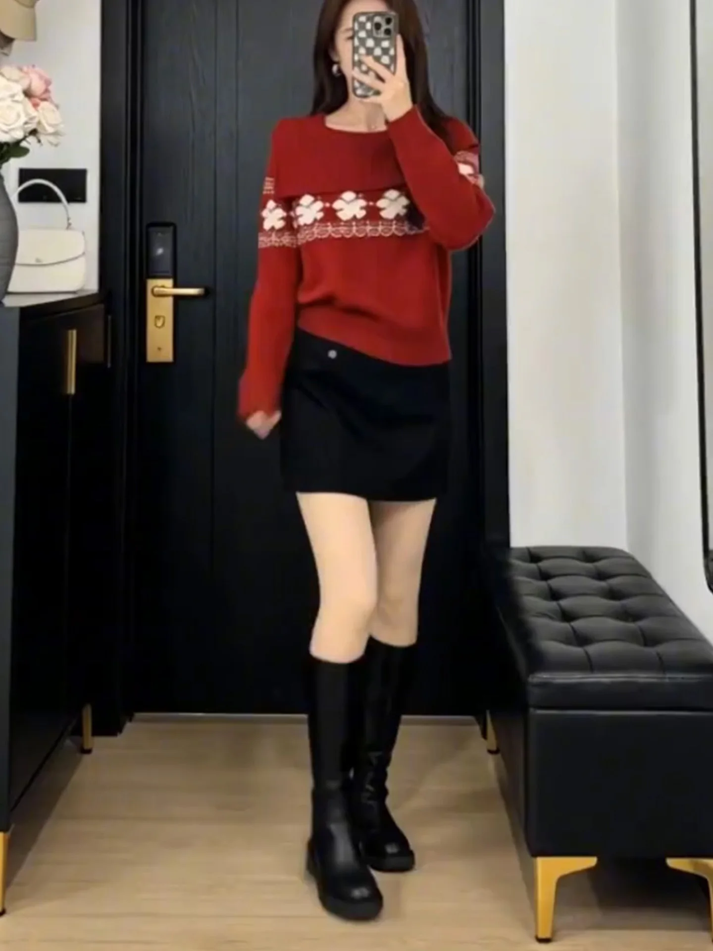 

Sexy Trendy Girl Suit Women's Slim Fit oulder Bared Color Blo Knitted irt High Waist Spring New Design Comfortable Casu...