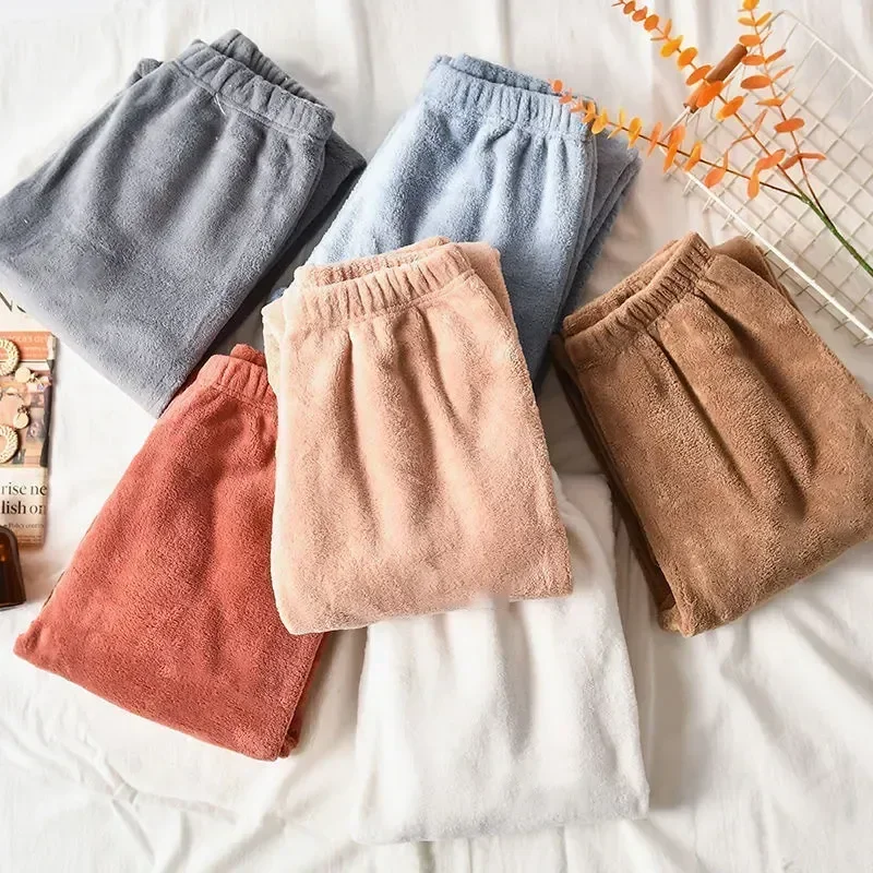 Pants Trousers Casual Women\'s Pajama Thicken Flannel Coral Female Fleece Sleepwear Warm Home Lounge Wear Winter Bottoms