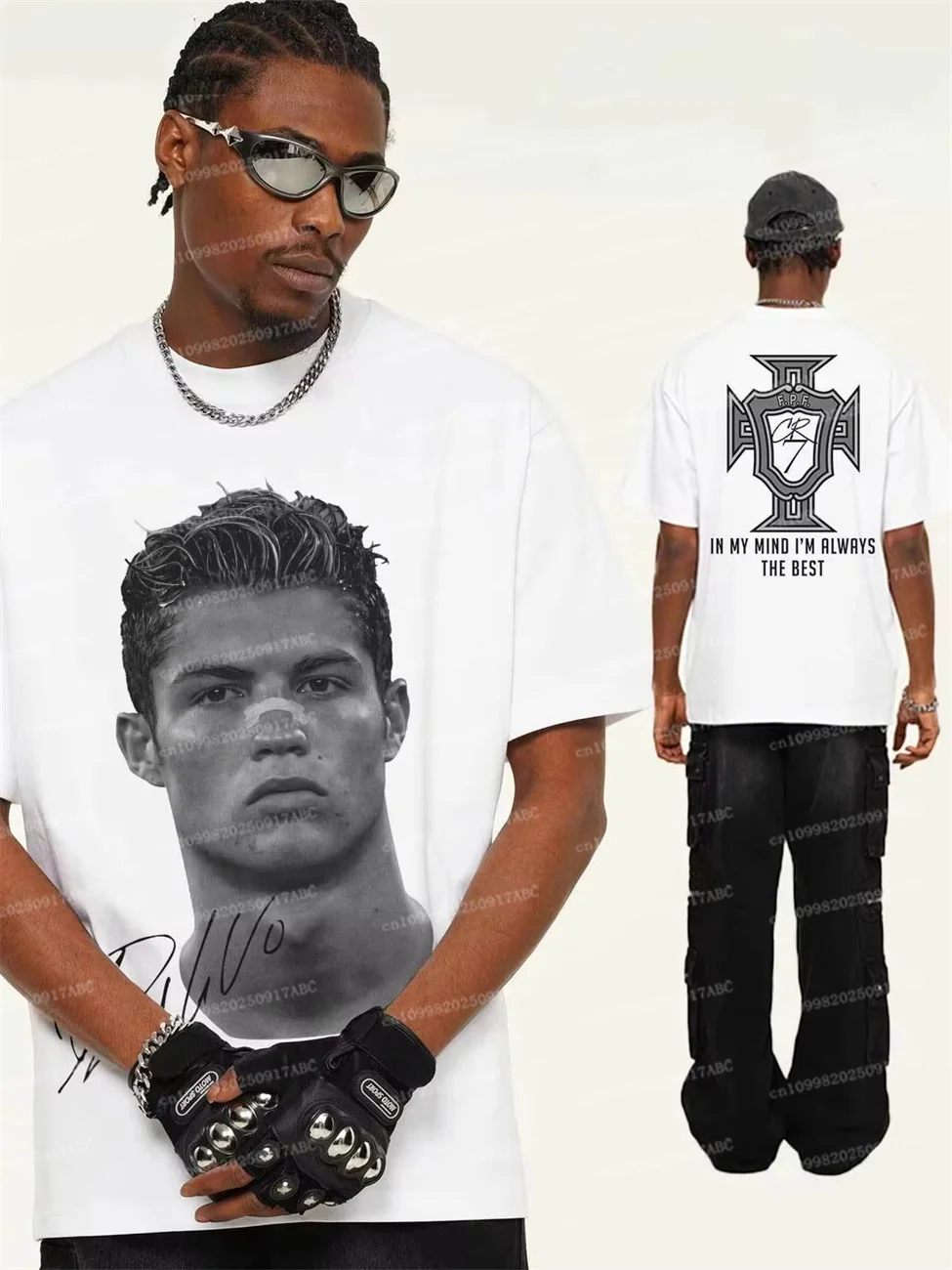 

Men T-shirt Selling Cristiano Ronaldo Portrait Pattern Men Short Sleeved Sporty Casual Fashionable Retro Women T-shirt Plus Size