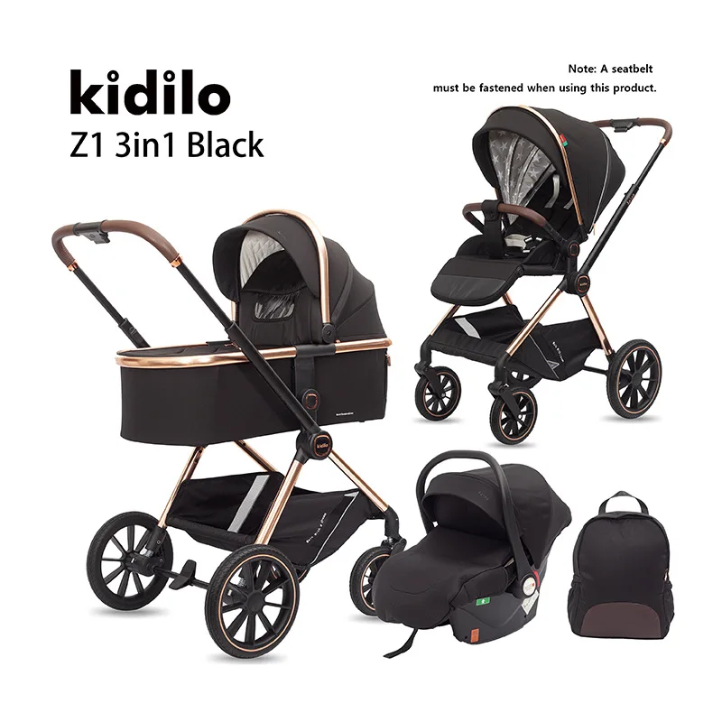 عربة أطفال كيديلو يمكن الجلوس والاستلقاء في اتجاهين ذات مناظر طبيعية عالية 3 في 1 ممتص للصدمات قابل للطي للأطفال حديثي الولادة