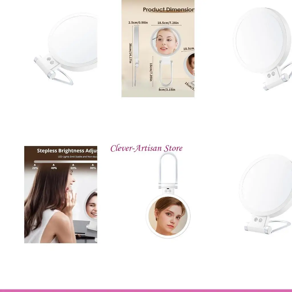 

E06B Double Sided Makeup Mirror Desktop Makeup Mirror with Magnification and Light