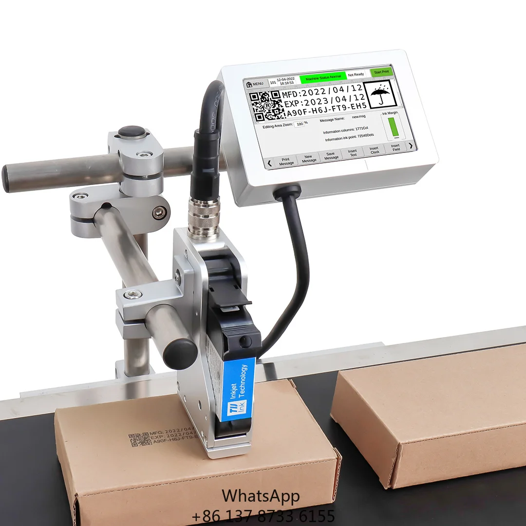 

Hot Sale Docod T180E Industrial 12.7mm TIJ Online Thermal Inkjet Printer Expiry Date Batch Coding Machine For Egg Box Label