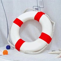 Nautical Style Welcome Decorative Red Life Buoy Home Marine Beach Wall Decoration Life Buoy Crafts Living Room Decoration 2025