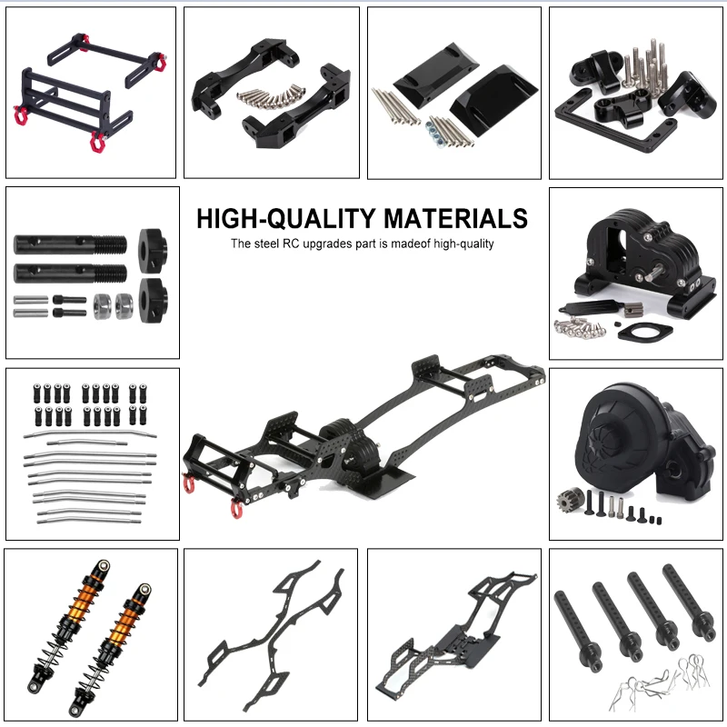 

RCGOFOLLOW LCG Carbon Fiber Chassis Kit Frame Girder for 1/10 RC Crawler Axial SCX10 & SCX10 II 90046 Upgrade Parts