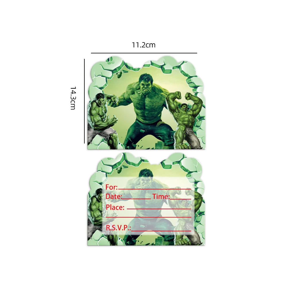 10pcs Disney Avengers Theme Invitation Card Mini Greeting Card Single-Page Type Event SpiderMan Birthday Party Supplies