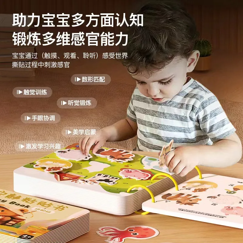 Baby Enlightenment Early Education 3D Quiet Pasting Books Children's Puzzle Cognition Flipping Books Handmade Busy Book Toys