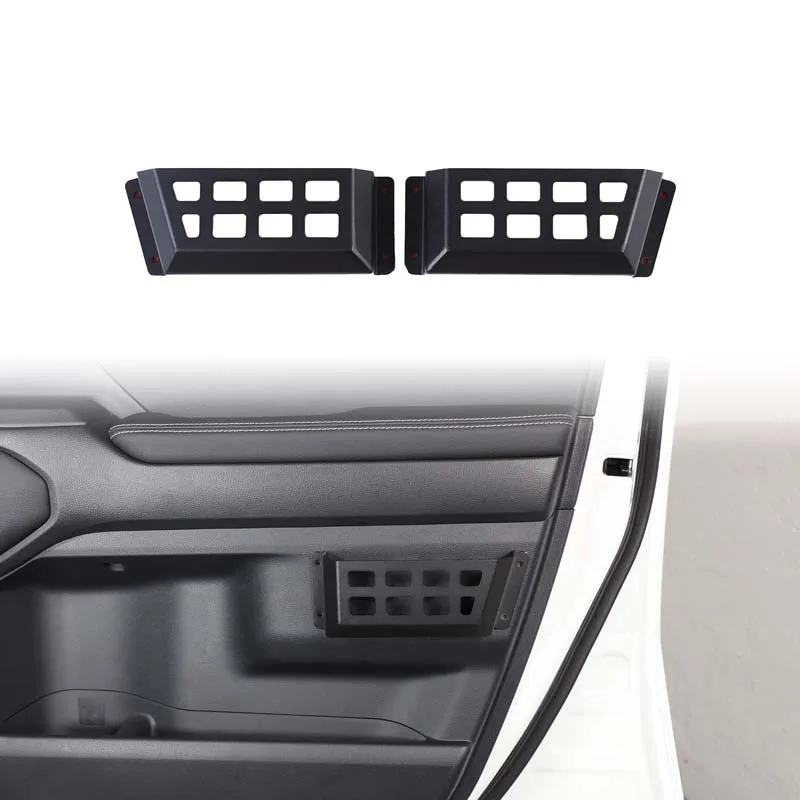 

For Toyota Prado 2024-2025 car interior door panel storage basket aluminum alloy black (front door)