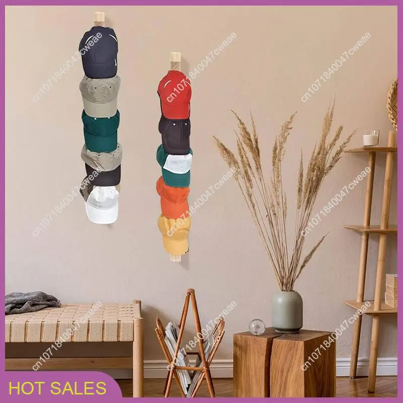 

8 PCS Hat Rack For Wall Wooden Baseball Caps Organizer Wall Mount Baseball Hat Holder Vertical Hat Racks For Closet-A98U