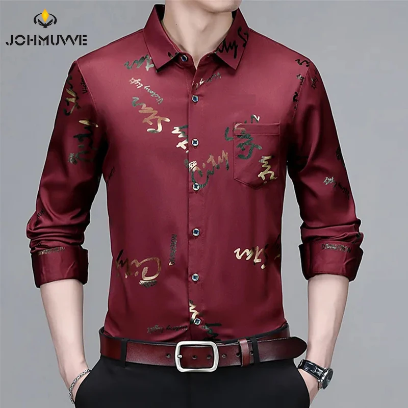 Men\'s Casual and Fashionable Long Sleeved Printed Shirt, Non Ironing and Wrinkle Resistant Business Top