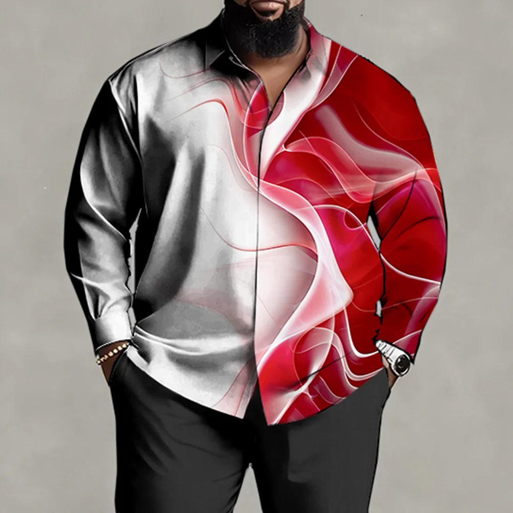 طقم قميص كبير وطويل مقاس S-9xl (عنصر قزحي الألوان) - قطن ناعم، أنماط طباعة منشورية أنيقة، خفيف الوزن،