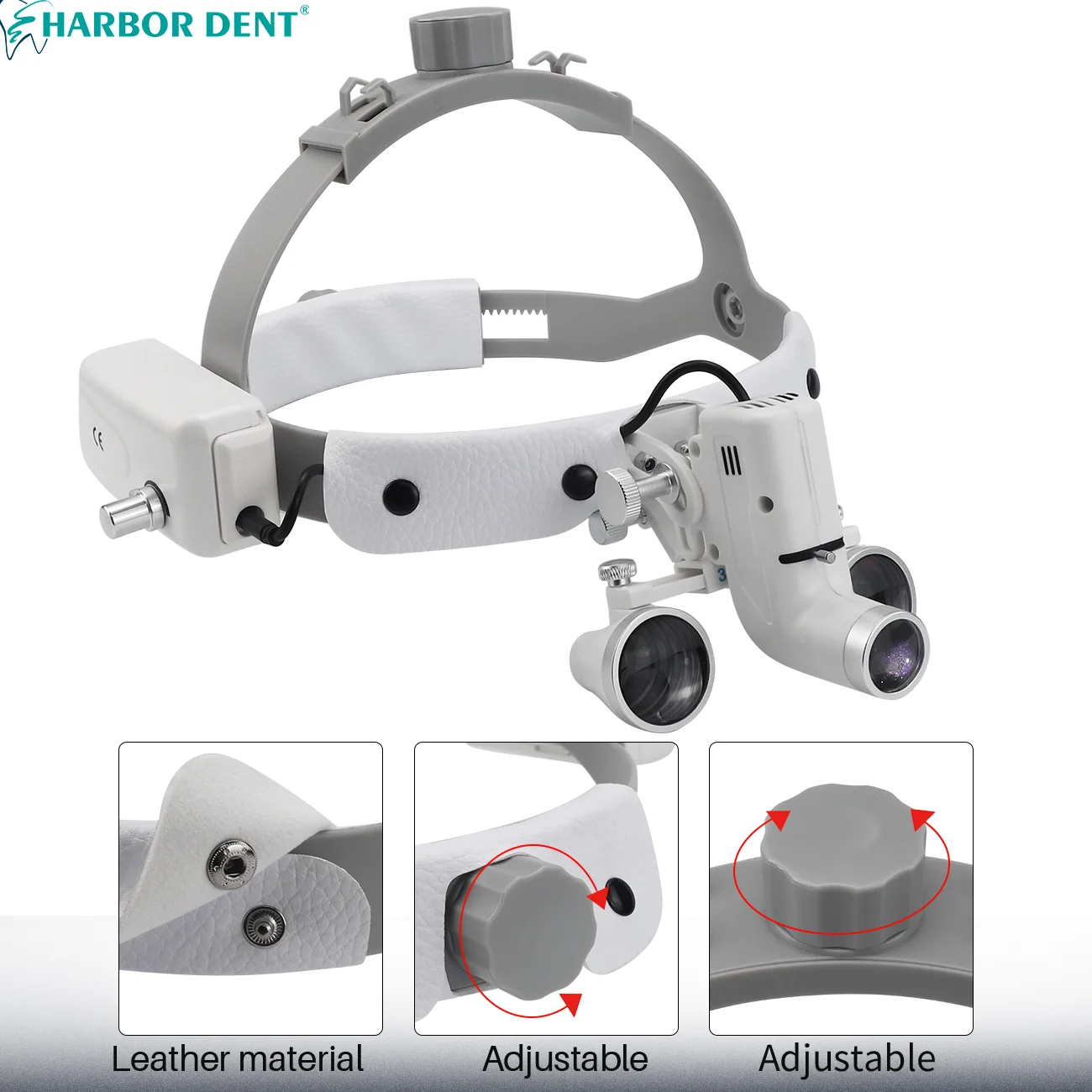 ไฟหน้าทันตกรรม5W พร้อมแว่นขยายส่องทางไกลแบบปรับได้2.5X 3.5X ประเภทการผ่าตัดแว่นตาทันตแพทย์