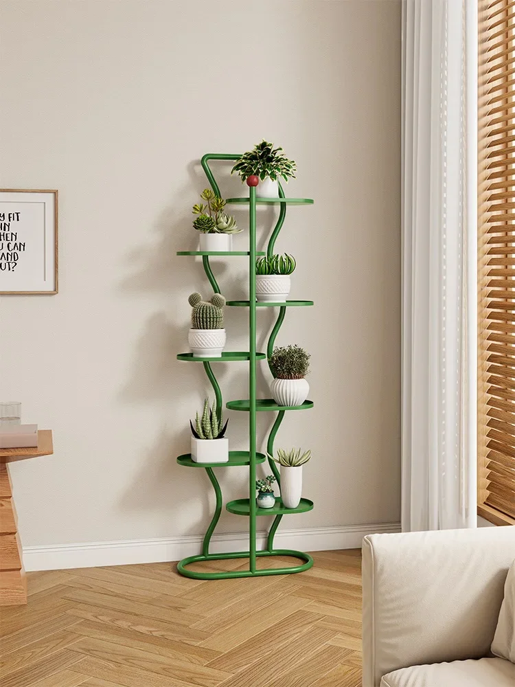 Nordic multi-layer floor-to-ceiling flower stand indoor living room rack wrought iron succulent flower stand balcony plant pot