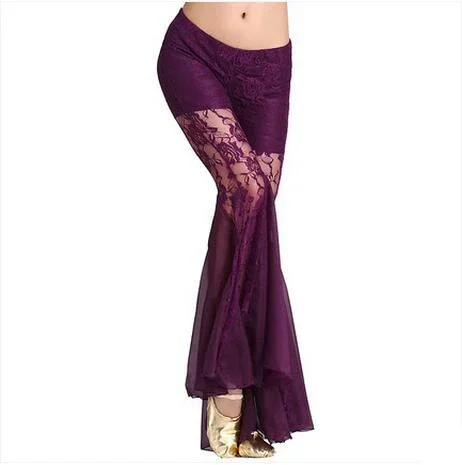 HOT SALE Sexy belly dance trousers for women Fishtail belly dance trousers lace chiffon trousers M and L 9 colors