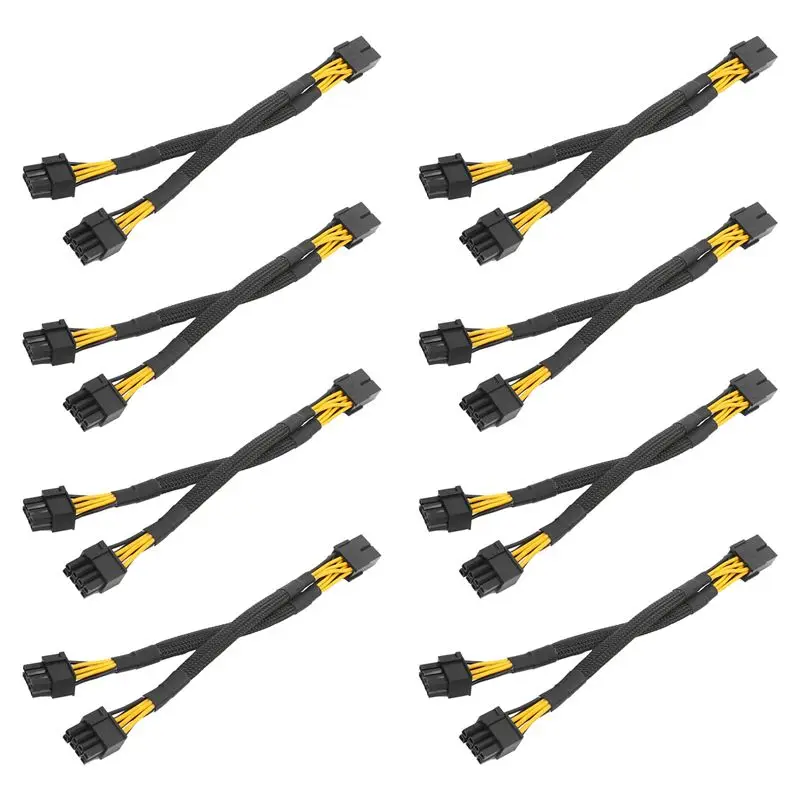 Delicate Texture-8PCS GPU Pcie 8 Pin Female To Dual 2X 8 Pin (6+2) Male PCI Express Power Adapter Braided Y-Splitter Extension C