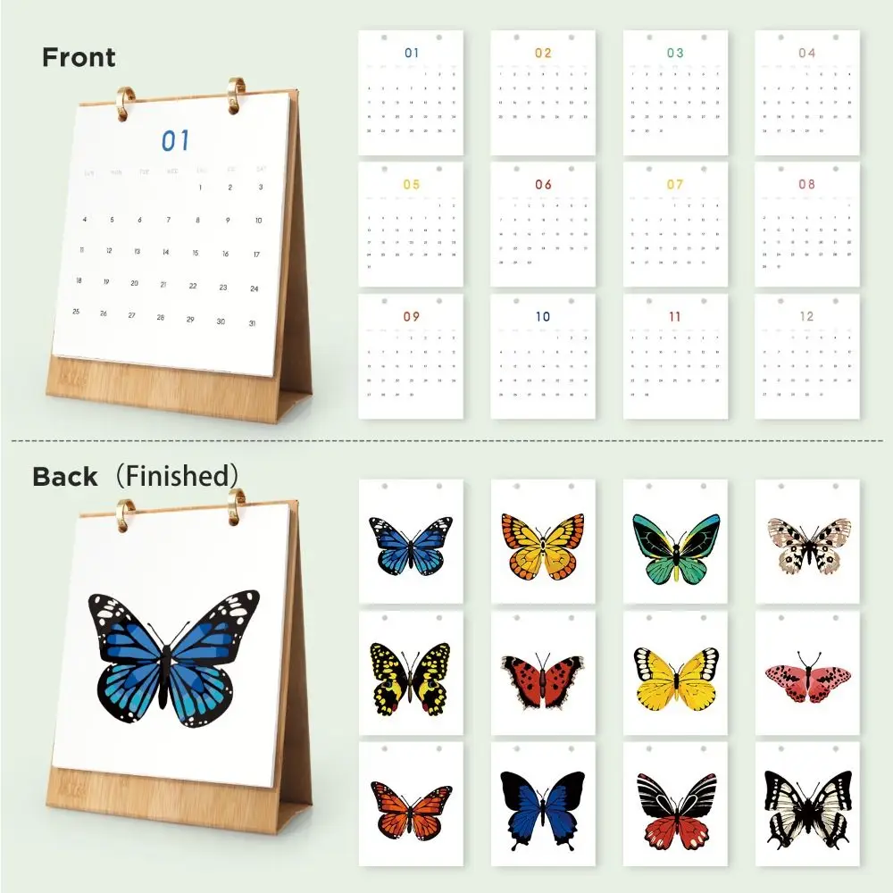 DIY Paint Desk Calendar Creative Ornament Christmas Pattern Hand Drawn Calendar Paint by Numbers Standing Flip Calendar