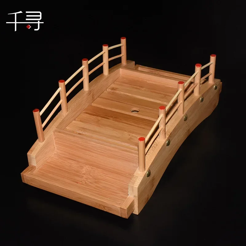 2020 Sashimi sushi platter sushi bridge sushi container japanese and korean tableware japanese cuisine wooden arched bridge