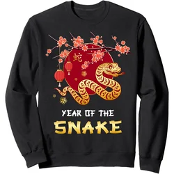 3D Printed Happy New Year 2025 Hoodie For Men Year of the Snake Pattern Sweatshirt Spring Autumn Casual Long Sleeves O-Neck Tops
