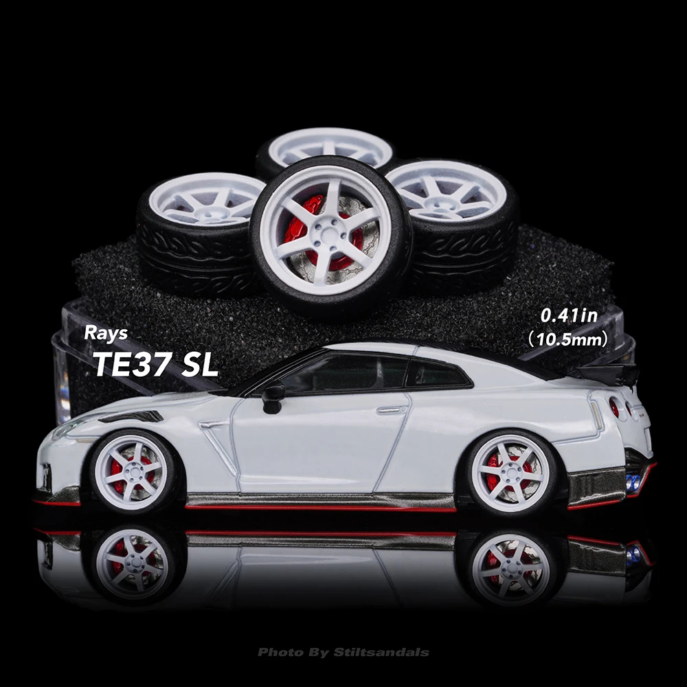 Chika 1/64 Wheels For Diecast Model Cars with Rubber Tires Luxury Refitting Parts Model Car for MiniGT Hotwheels Hobby Gifts