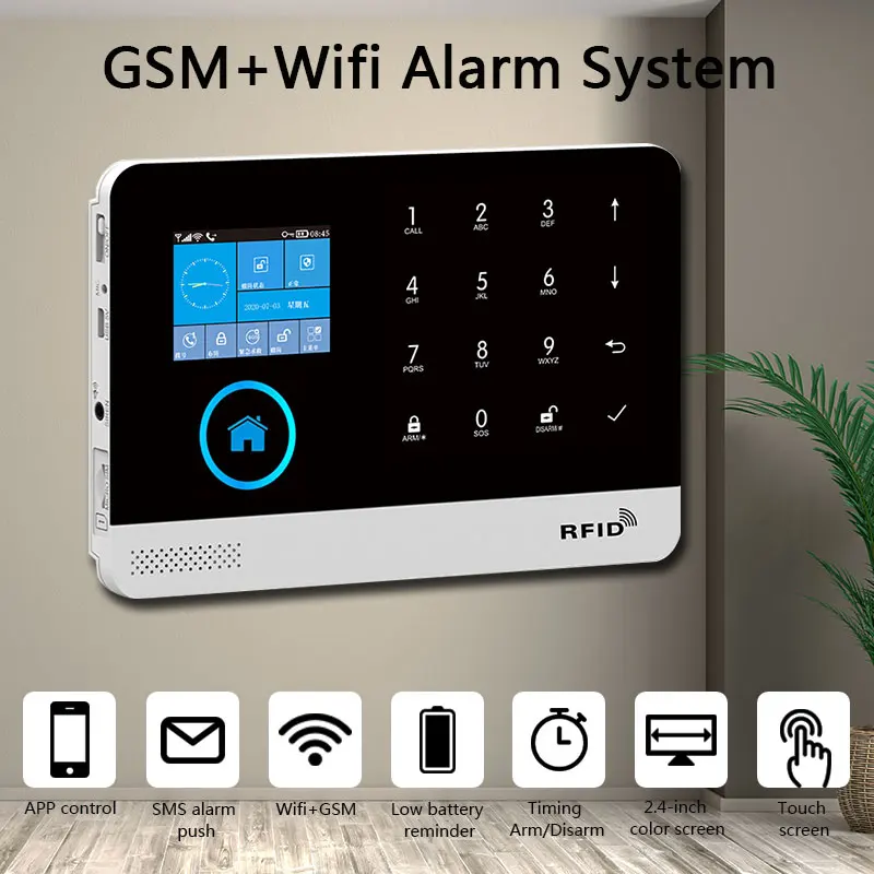 Smart Tuya Home Security Alarm System Wifi GSM Alarm System PG103 Wireless LCD Touch Keyboard 433MHz Detectors APP Control Kit