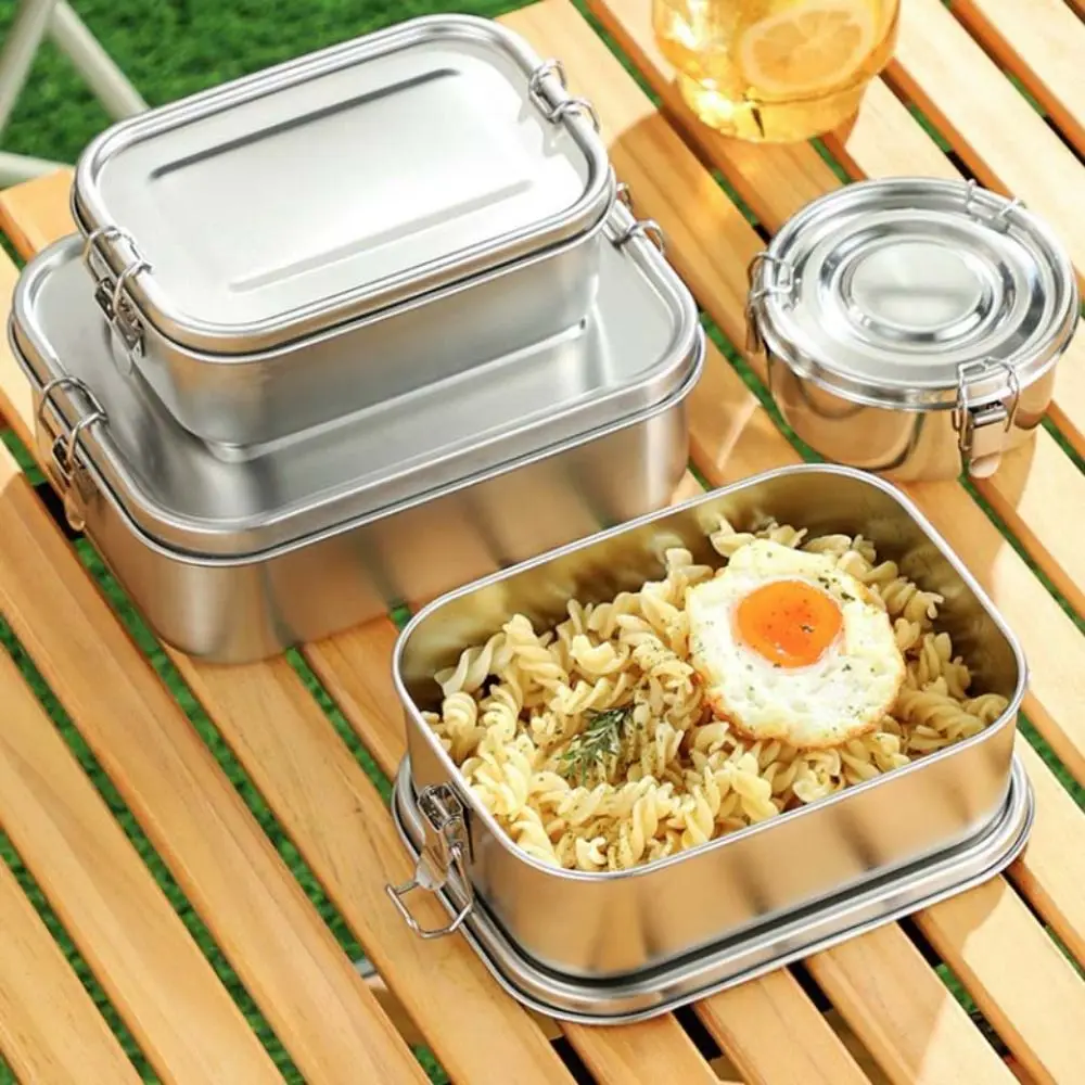 Rectangular 304 Stainless Steel Lunch Box Removable Partitions with Sealing Strip Fresh-keeping Box Leakproof Separated - view 2