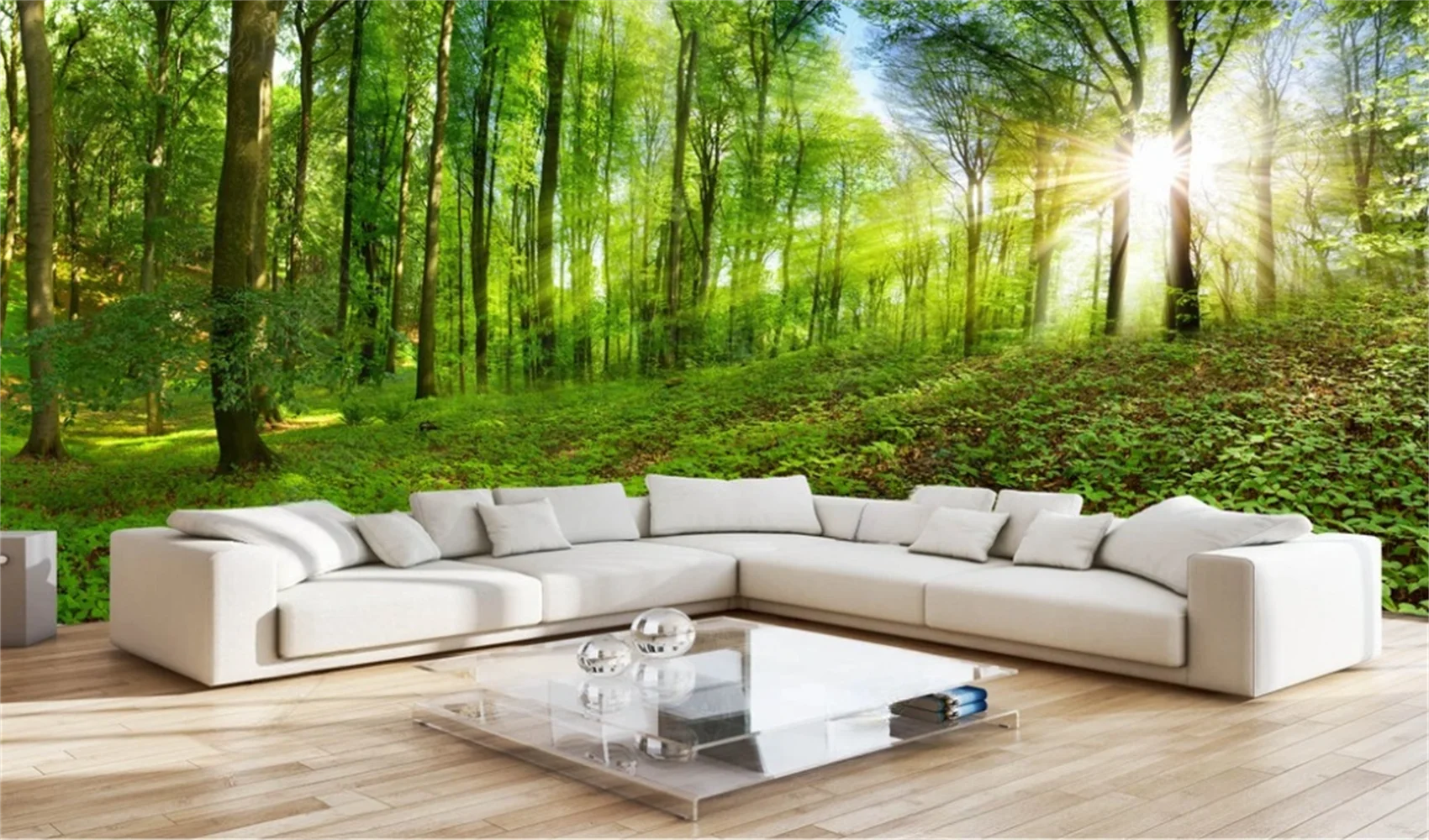 Custom mural HD panoramic forest sun through the forest landscape painting living room background wall home decor 3d wallpaper