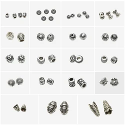 50Pcs or 10Pcs / Lot European Charms Zinc Alloy Antique Silver Color Beads Spacer for Bracelet Making DIY