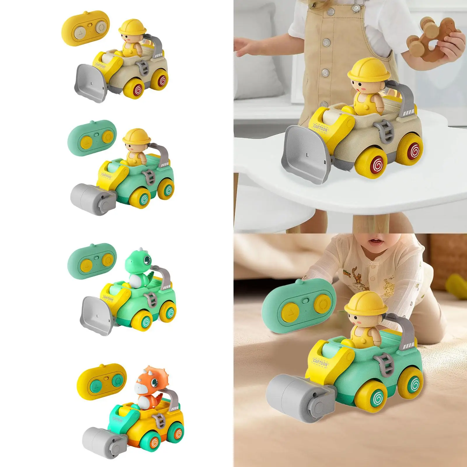 Coche de ingeniería con Control remoto para niños y niñas, juguete de dinosaurio simulado, duradero