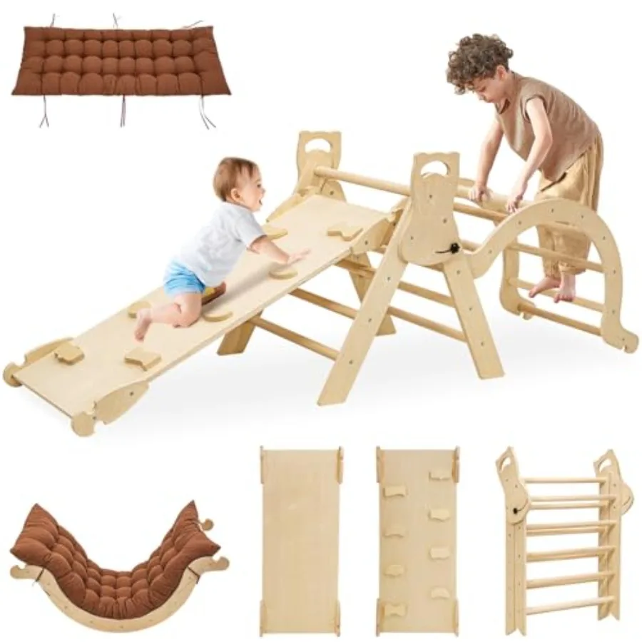 

Большой складной игровой комплекс для малышей: треугольник Пиклера, горка, арка и мягкие элементы 7-в-1 (Монтессори)