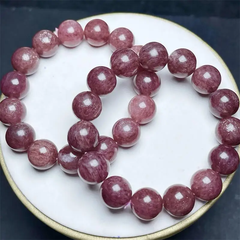 

13MM Natural Strawberry Quartz Bracelet Handmade Crystal Quartz Jewelry Stretch Bangle Children Birthday Gift 1PCS