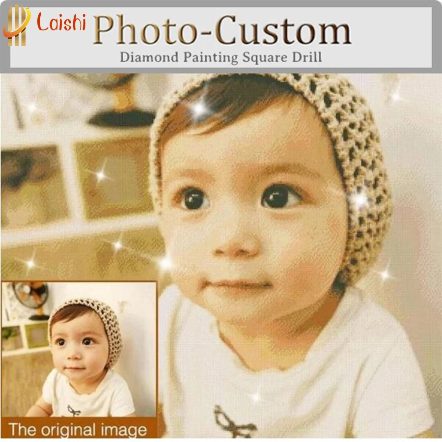 Laishi-Diamond Painting Photos, Custom Square or Round Picture of Rhinestones, Embroidery, Baby,Wedding and Parents Gift