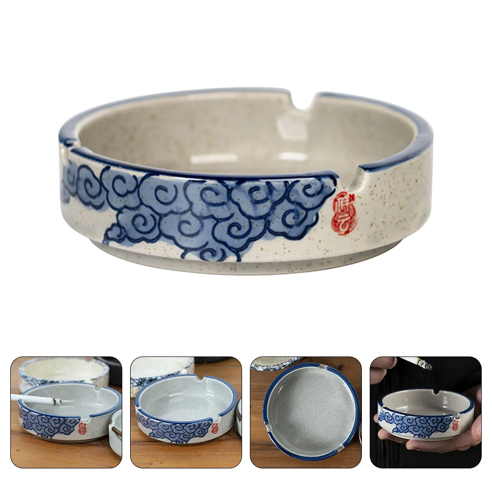 

Round Japanese Style Ashtray Office Vintage Decor Ceramics Underglaze Household Supplies