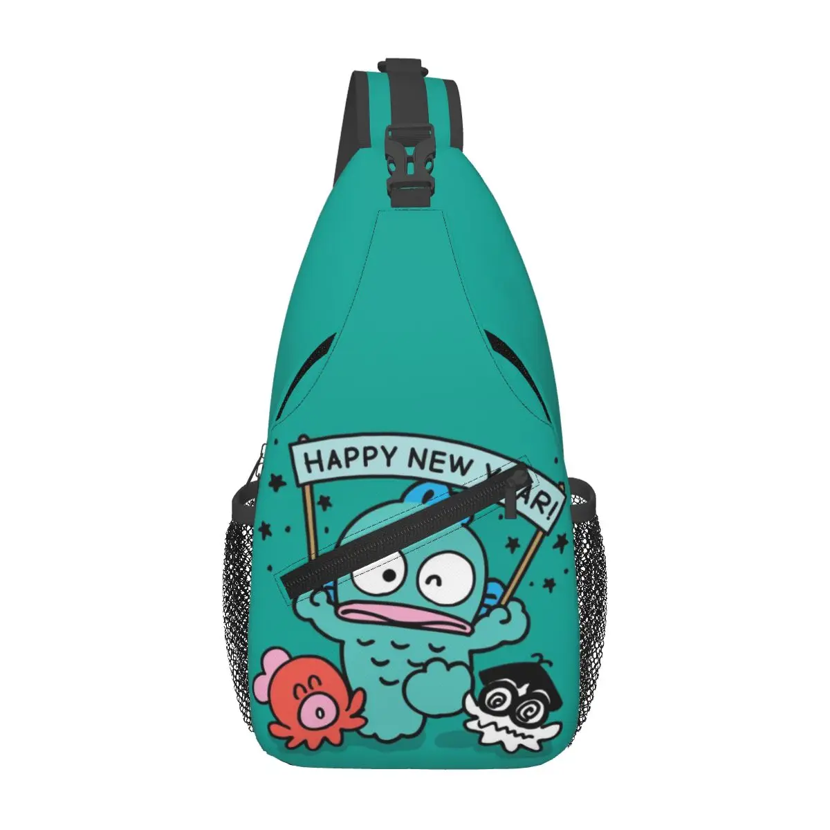 Personalizado Feliz Año Nuevo Hangyodon hombro bandolera pecho mochila viaje hombro pecho bolsas Sling bolso hombro mochila