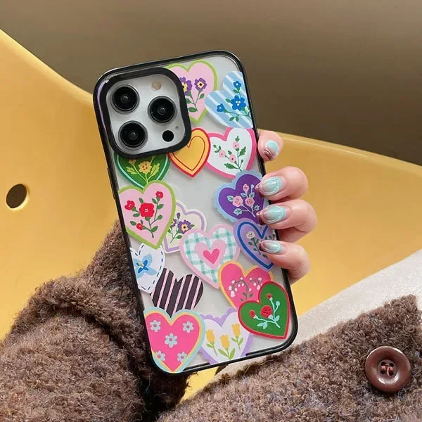 

2.0 Version Acrylic Upgrade Border Heart Flower Phone Case Cover for IPhone 11 12 13 14 15 Pro Max Case for IPhone 14 Pro