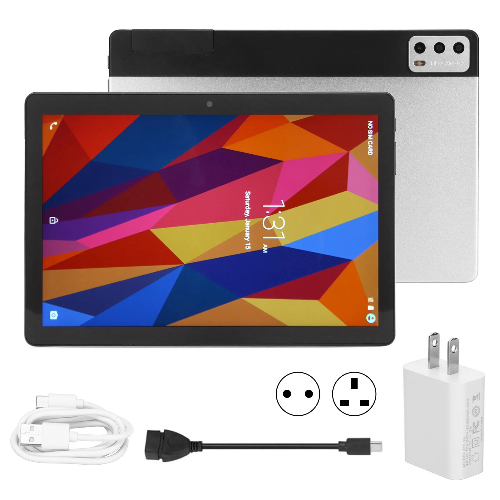 تابلت 10.1 بوصة لنظام Android11 2.4G 5G 5800mAh Type C قابل لإعادة الشحن 8GB RAM 256GB ROM 1920x1200 5MP 13MP ثماني النواة فضي تابلت