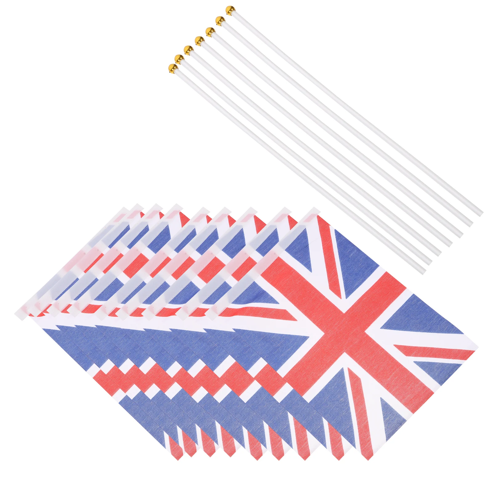 

50pcs Mini UK Hand Waving Flags Quality Polyester Britain Union Jack Event London Queen Decorative Festive Fun