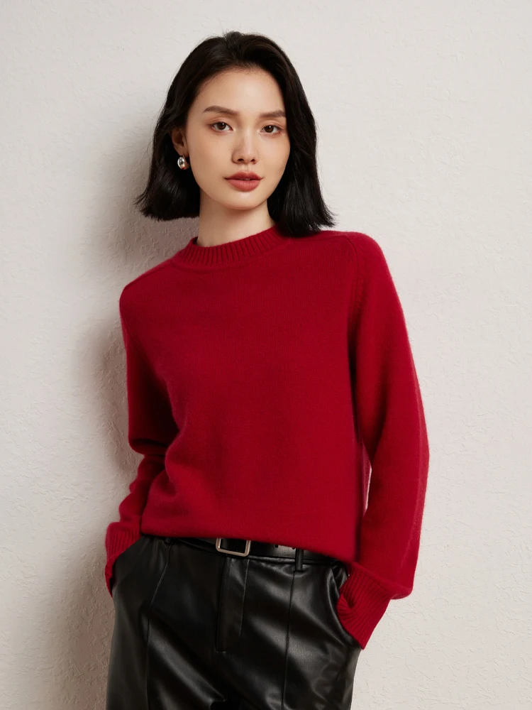 

Women's Autumn Winter Thick Warm Soft O-neck Pullover 100% Cashmere Sweater Fashion Casual Loose Basic Style Clothing Tops