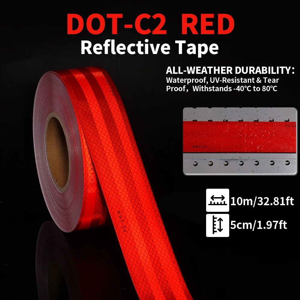 High Visibility Red Car Reflective Tape Night Driving Safety Warning Strip Motorcycle Reflector Decal for Enhanced Visibility