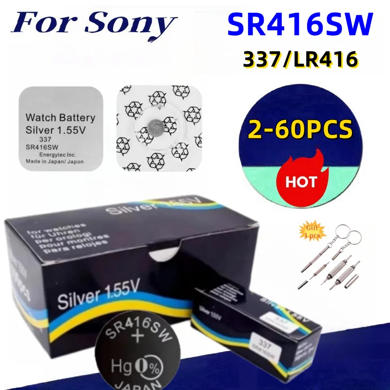 Original 2-60pcs 1.55V For SONY SR416SW button battery watch battery coin cell batteries 623 D337 337 SP337  Individual packagin