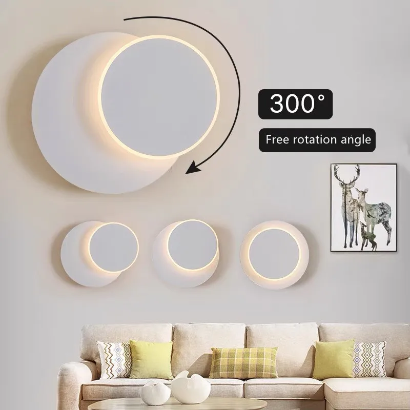 Modern LED Wall Lamp 360 Degree Rotation Adjustable Bedroom Bedside Light Creative Wall Lamp Aisle Sconce Plated Metal Fixtures