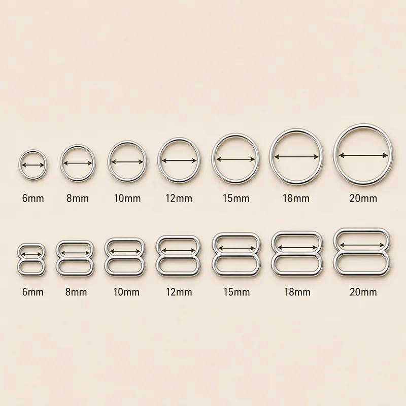 50/100Set 6-20mm Metal Bra Strap O Ring Buckle Underwear Adjuster Slider Clasp for Bikini Hook DIY