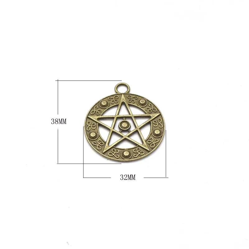 10pcs Charms Magic Star Pentagram 30x26mm Tibetan Bronze Silver Color Pendants Antique Jewelry Making DIY Handmade Craft Pendant