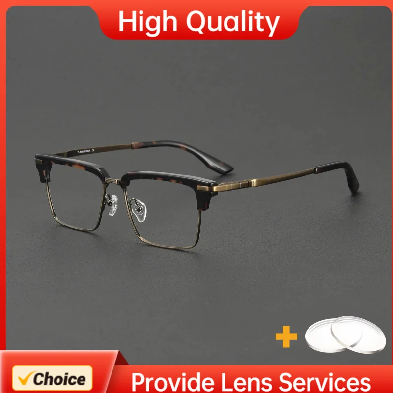Swiss Designer Inspired by CHOPARD Lightweight Titanium Eyebrow IP Plated High End Large Men Glasses Frame Prescription Lenses