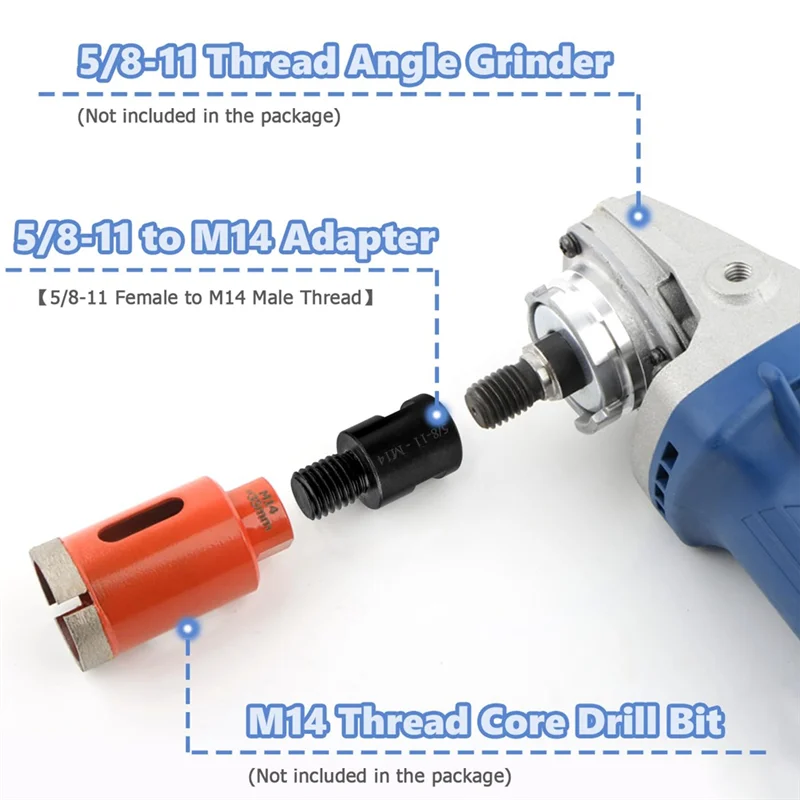 ABJO-2Pcs 5/8 Polegada-11 para m14 adaptador ângulo moedor rosca conversor adaptador conector de eixo para brocas de núcleo de diamante